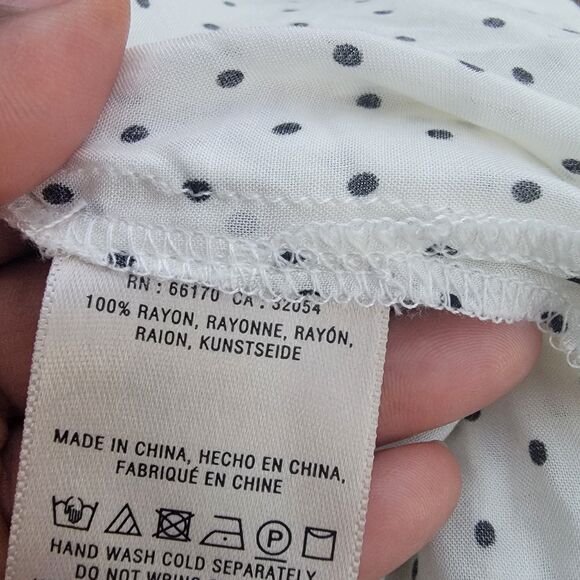 Maeve By Anthropologie Wht/blk Polka Dot Tie Bac Top Sz 12 Cottage Retro Office - Picture 5 of 5
